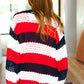 Simply Patriotic Red White & Blue Striped Crochet Cardigan - DAVERRI FASHIONS