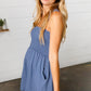 Dusty Blue Terry Smocked Tank Top Baggy Shorts Romper - DAVERRI FASHIONS