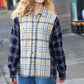 Navy & Beige Cotton Plaid Hi-Lo Shirt Top - DAVERRI FASHIONS