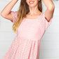 Mauve Eyelet Puff Sleeve Babydoll Top - DAVERRI FASHIONS