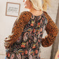 Boho Paisley Leopard Print Front Tie Woven Blouse - DAVERRI FASHIONS