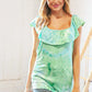 Lime Square Neck Ruffle Tie Dye Tank Top - DAVERRI FASHIONS