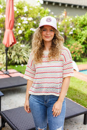 Baby Pink Glitter Smiley Face Mesh Trucker Hat | 2024 Summer Blow Out Sale Daverri Fashions