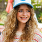 Baby Blue Glitter Smiley Face Mesh Trucker Hat - DAVERRI FASHIONS