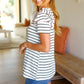 Get To It Ivory & Pink Merrow Stitch Ruffle Sleeve Stripe Top - DAVERRI FASHIONS