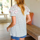Get To It Ivory & Pink Merrow Stitch Ruffle Sleeve Stripe Top - DAVERRI FASHIONS