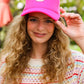 Neon Pink Glitter Smiley Face Mesh Trucker Hat - DAVERRI FASHIONS