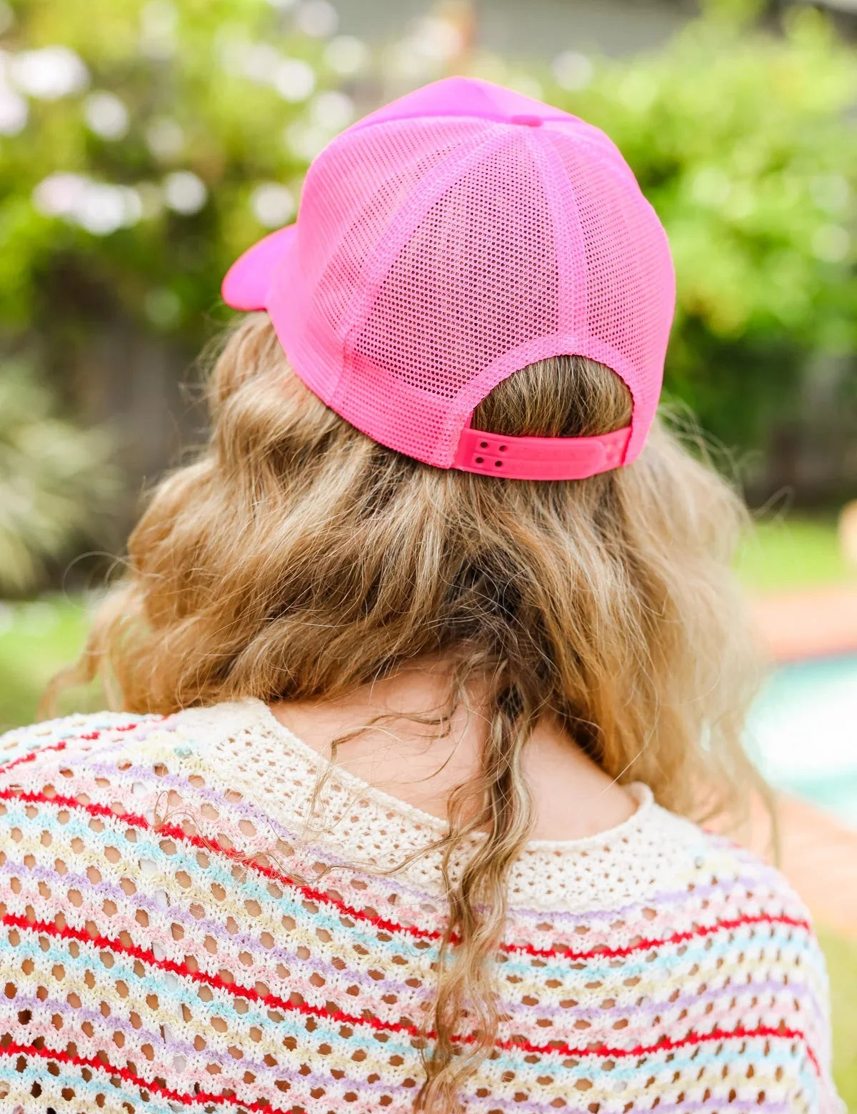 Neon Pink Glitter Smiley Face Mesh Trucker Hat | 07-01-25 Summer Sale Daverri Fashions