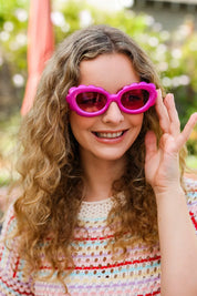 Fuchsia Oval Cat Eye Scalloped Sunglasses | 07-01-25 Summer Sale Daverri Fashions