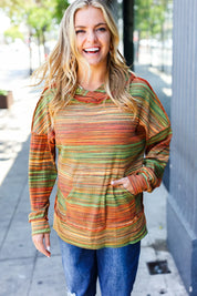 Under Your Spell Orange & Green Space Dye Thermal Hoodie | 2024 Blow-Out Sale Daverri Fashions