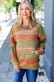 Under Your Spell Orange & Green Space Dye Thermal Hoodie | 2024 Blow-Out Sale Daverri Fashions