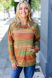 Under Your Spell Orange & Green Space Dye Thermal Hoodie | 2024 Blow-Out Sale Daverri Fashions