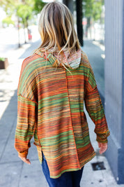Under Your Spell Orange & Green Space Dye Thermal Hoodie | 2024 Blow-Out Sale Daverri Fashions