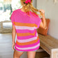 Feeling Bold Fuchsia & Orange Stripe Short Sleeve Dolman Sweater - DAVERRI FASHIONS