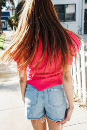 Be Bold Solid Fuchsia Shirred Puff Sleeve Sweater Top | 07-01-25 Summer Sale Daverri Fashions