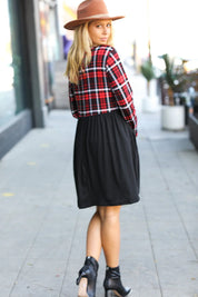 Holiday Plaid Twofer Babydoll Dress | Daverri Fashions