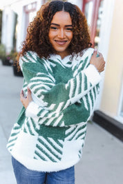 Under The Christmas Tree Green Plaid Soft Brushed Hairy Sweater | 2024 Blow-Out Sale Daverri Fashions