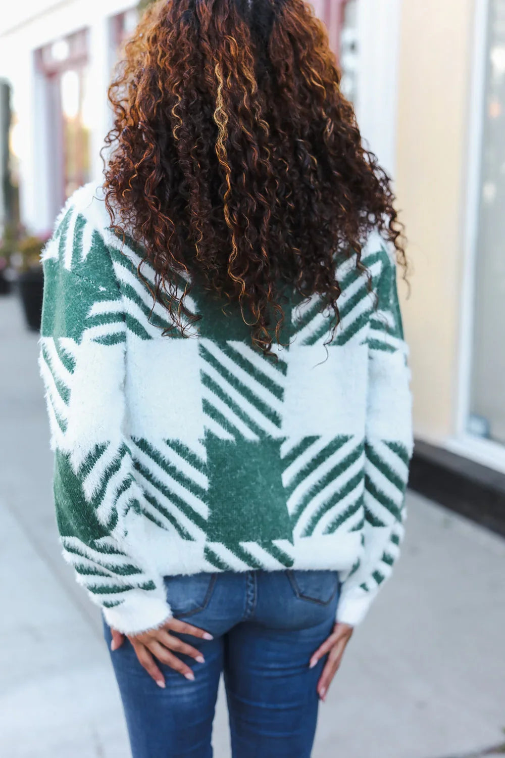 Under The Christmas Tree Green Plaid Soft Brushed Hairy Sweater | 2024 Blow-Out Sale Daverri Fashions