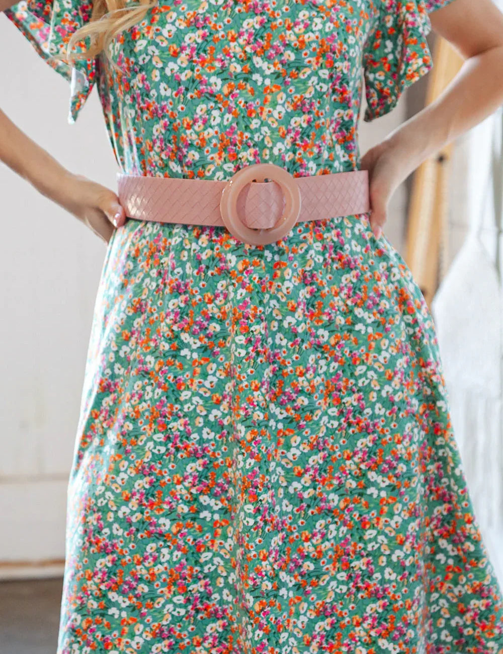 Buckle Me Beautiful Blush Faux Leather Belt | accessor Daverri Fashions