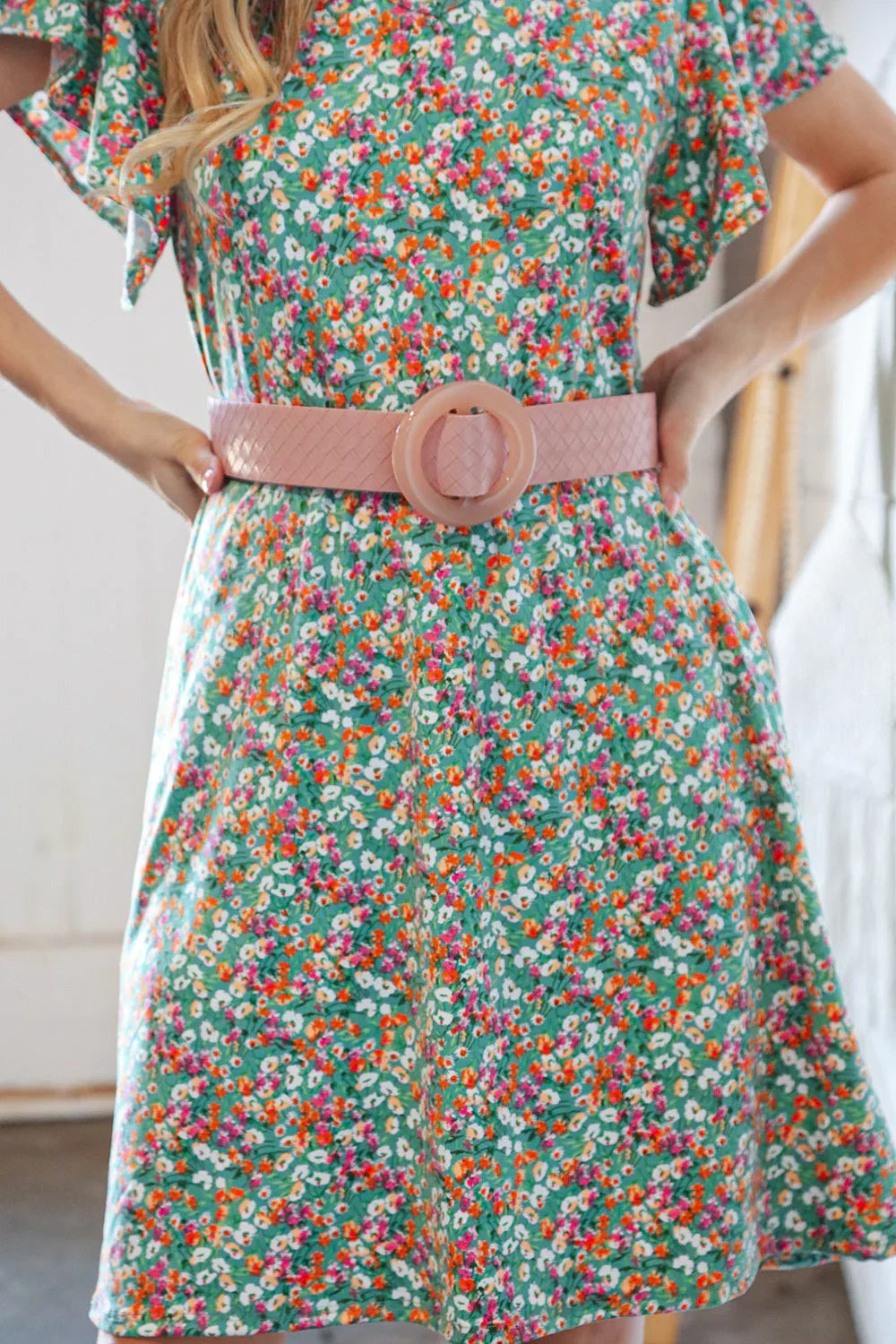 Buckle Me Beautiful Blush Faux Leather Belt | accessor Daverri Fashions