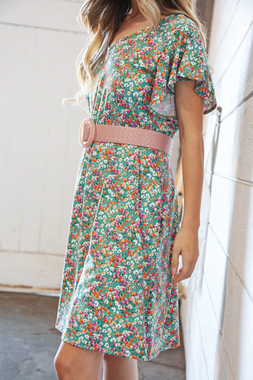 Buckle Me Beautiful Blush Faux Leather Belt | accessor Daverri Fashions