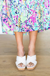 Bone Chandra Faux Leather Cork Platform Sandals | 07-01-25 Summer Sale Daverri Fashions