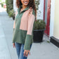 Holiday Vibes Taupe/Green Fleece Zip Up Cinched Hem Pullover - DAVERRI FASHIONS