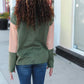 Holiday Vibes Taupe/Green Fleece Zip Up Cinched Hem Pullover - DAVERRI FASHIONS