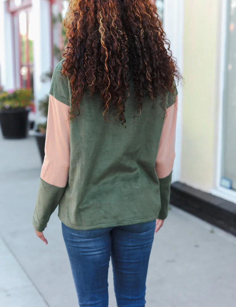 Green Fleece Zip Up Cinched Hem Pullover | Daverri Fashions