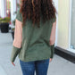 Holiday Vibes Taupe/Green Fleece Zip Up Cinched Hem Pullover - DAVERRI FASHIONS