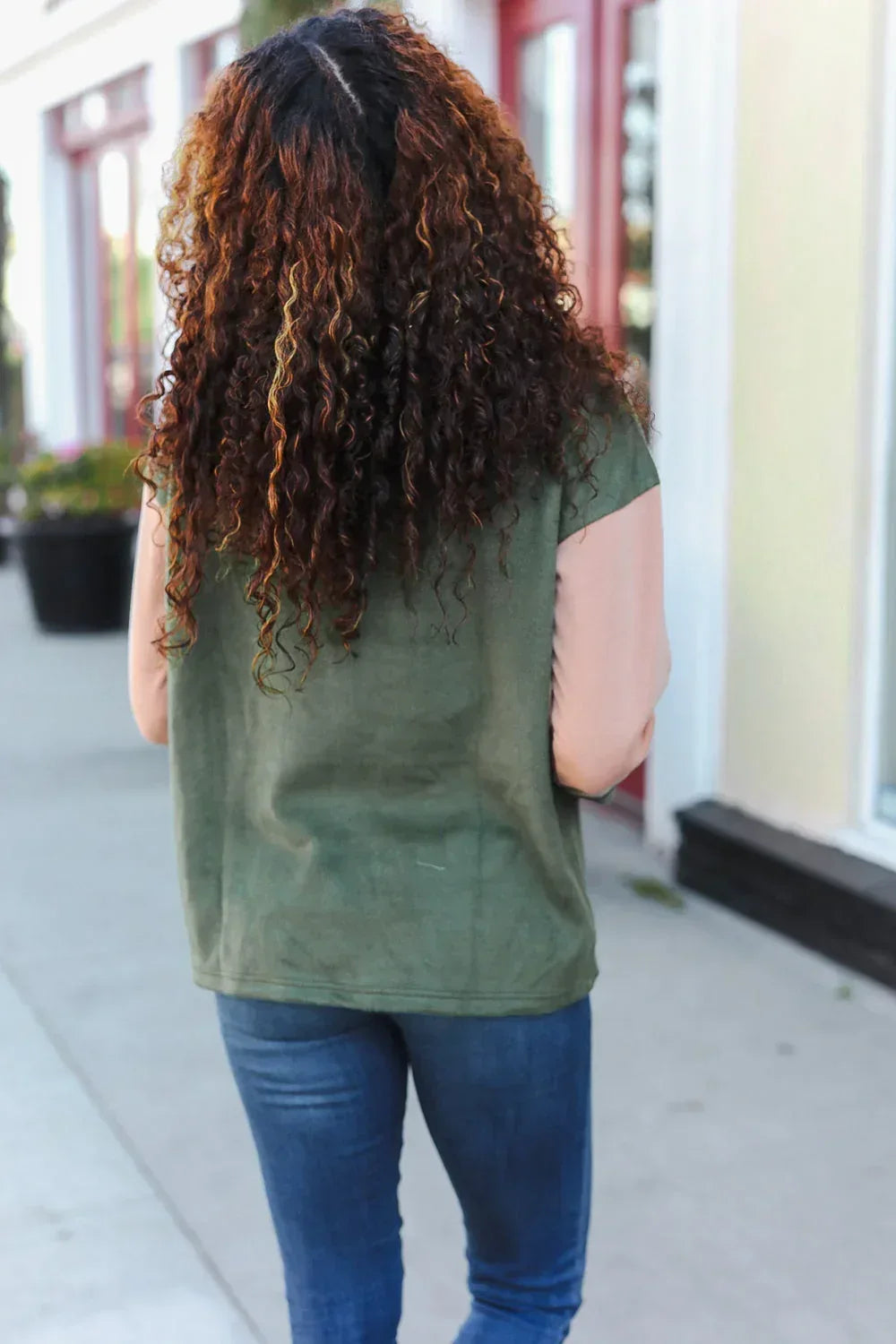 Holiday Vibes Taupe/Green Fleece Zip Up Cinched Hem Pullover - DAVERRI FASHIONS