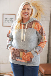 Harvest Ethnic Patchwork Print Kangaroo Pocket Hoodie | Daverri Fashions
