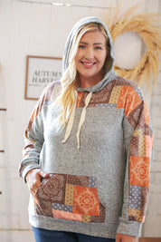 Harvest Ethnic Patchwork Print Kangaroo Pocket Hoodie | Daverri Fashions