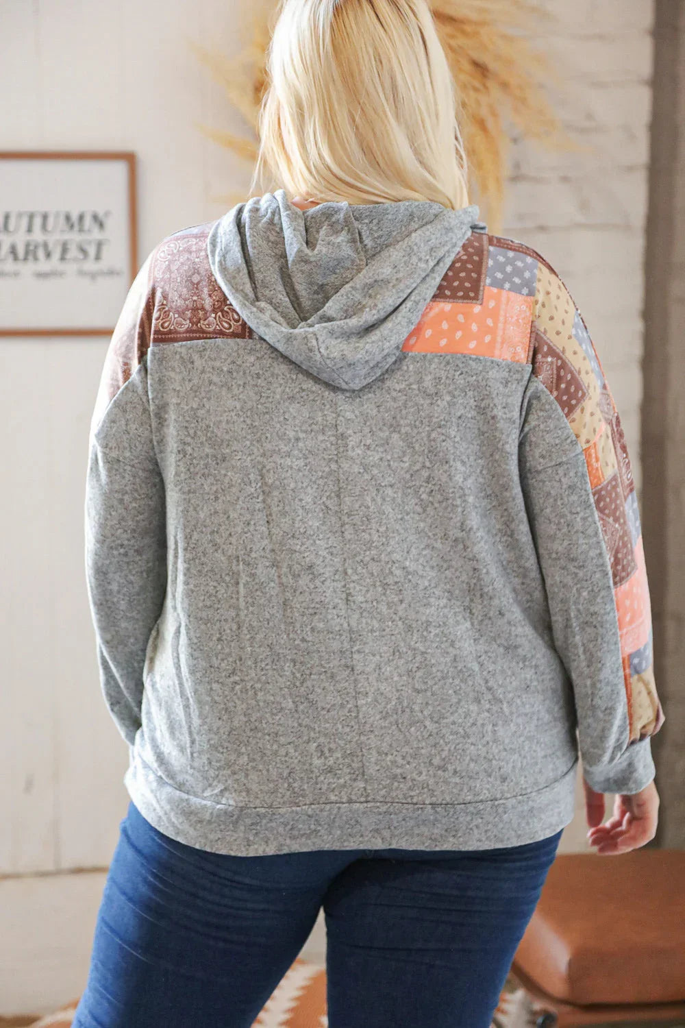 Harvest Ethnic Patchwork Print Kangaroo Pocket Hoodie | Daverri Fashions