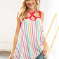 Multi Vertical Stripe Keyhole Tank Top - DAVERRI FASHIONS
