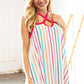 Multi Vertical Stripe Keyhole Tank Top - DAVERRI FASHIONS