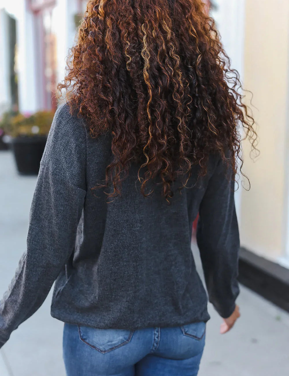 Casual Days Grey Ribbed Knit Button Down Henley Pullover | Daverri Fashions