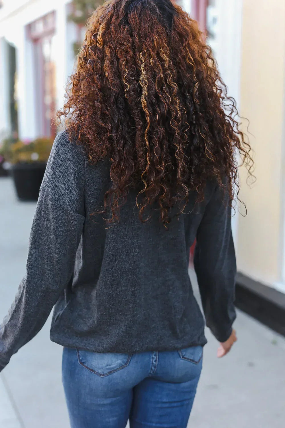 Casual Days Grey Ribbed Knit Button Down Henley Pullover - DAVERRI FASHIONS