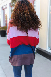 Lock Eyes Lilac Multi-Stripe Ribbed Knit Sweater Pullover | Daverri Fashions