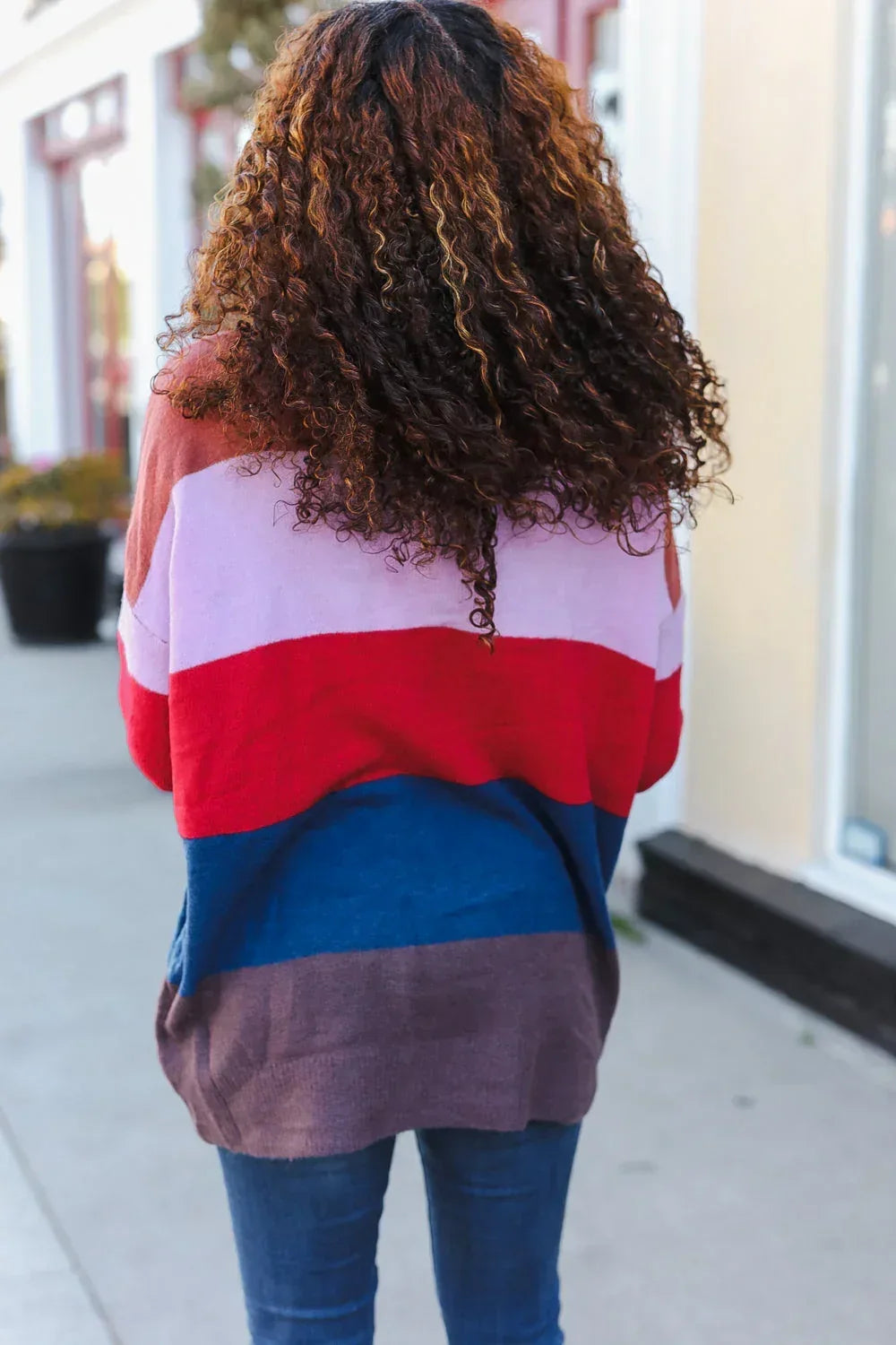 Lock Eyes Lilac Multi-Stripe Ribbed Knit Sweater Pullover - DAVERRI FASHIONS