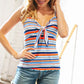 Multistripe Front Knot Merrow Hem Sleeveless Top - DAVERRI FASHIONS