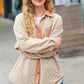 Eyes On You Taupe Quilted Knit Button Down Shacket - DAVERRI FASHIONS