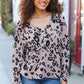 Blush pink ribbed leopard print dolman pullover with v-neck buttons