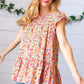 Sunset Floral Print Ruffle Tiered Keyhole Top - DAVERRI FASHIONS