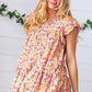 Sunset Floral Print Ruffle Tiered Keyhole Top - DAVERRI FASHIONS