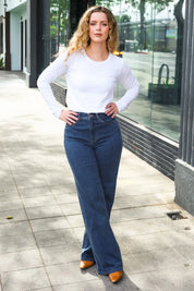 Judy Blue Medium Wash High Waist Wide Leg Jeans | Daverri Fashions
