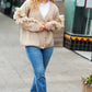 Weekend Ready Oatmeal V Neck Fringe Chunky Cable Cardigan - DAVERRI FASHIONS