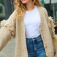 Weekend Ready Oatmeal V Neck Fringe Chunky Cable Cardigan - DAVERRI FASHIONS