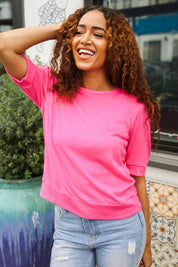 Pretty In Pink Mock Neck With Back Ribbon Bow Tie Sweater Top | Daverri Fashions