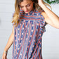 Navy & Orange Boho Stripe Flutter Sleeve Top - DAVERRI FASHIONS